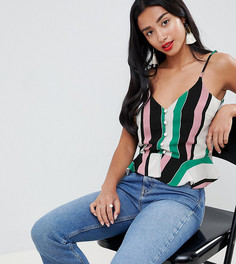 Топ на бретельках в полоску с баской River Island Petite - Мульти