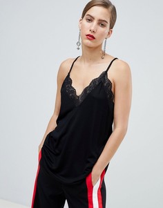 Кружевной топ на бретелях River Island - Черный