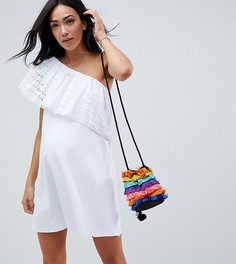 Свободное платье на одно плечо с вышивкой ришелье ASOS DESIGN Maternity - Белый