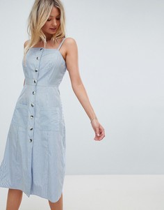 Сарафан миди в полоску с пуговицами ASOS DESIGN FULLER BUST - Мульти