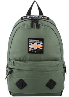 Хлопковый рюкзак цвета хаки с нашивками Superdry