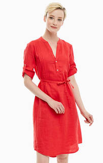 Льняное платье красного цвета United Colors of Benetton