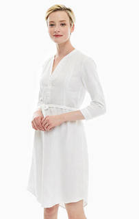 Льняное платье белого цвета United Colors of Benetton