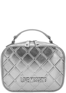 Маленькая серебристая сумка через плечо Love Moschino