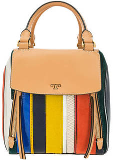 Разноцветная кожаная сумка с текстильными вставками Tory Burch