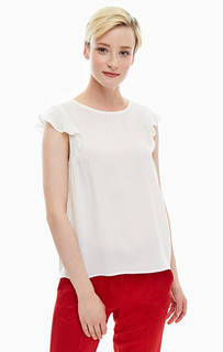 Белая блуза с оборками Tom Tailor Denim