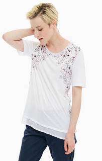 Белая футболка с цветочным принтом Blue Seven