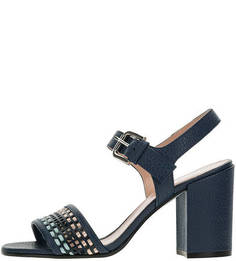 Синие босоножки на каблуке Pollini