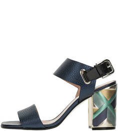 Кожаные босоножки на каблуке Pollini