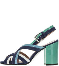 Трехцветные босоножки на каблуке Pollini
