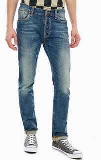 Синие джинсы с заломами Nudie Jeans