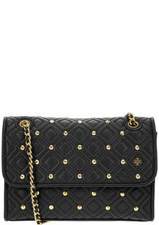 Кожаная сумка с металлическим декором Tory Burch