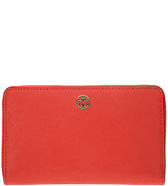 Кожаный кошелек красного цвета Tory Burch