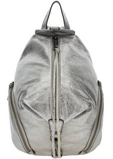 Серебристый кожаный рюкзак с тонкими лямками Rebecca Minkoff