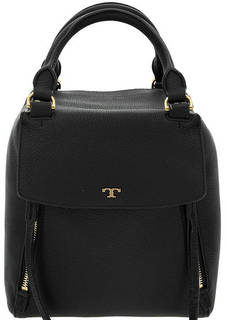 Черная кожаная сумка с дополнительным плечевым ремнем Tory Burch