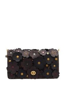Кожаный клатч с объемными цветами Dinky Coach