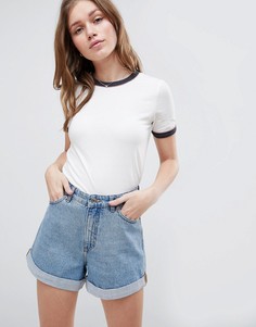 Футболка в стиле ретро с контрастной окантовкой Brave Soul - Кремовый