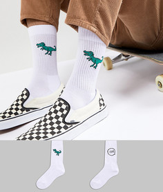 2 пары носков в спортивном стиле с вышитыми динозаврами ASOS DESIGN - Мульти