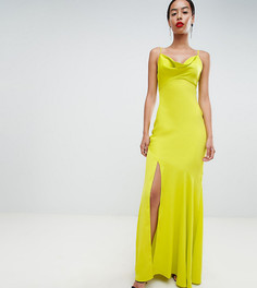 Атласное платье макси с драпировкой ASOS DESIGN Tall - Зеленый