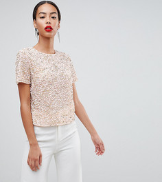Футболка с отделкой пайетками ASOS DESIGN Tall - Розовый