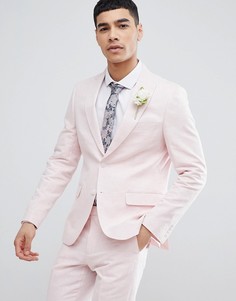 Светло-розовый пиджак скинни из ткани с добавлением льна Moss London Wedding - Розовый