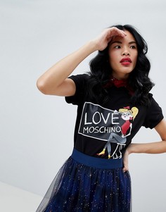 Футболка с принтом Love Moschino The Brains - Черный