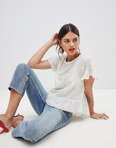 Топ в горошек с оборками Esprit - Белый