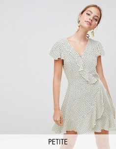 Платье с запахом и принтом в горошек Missguided Petite - Желтый