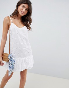 Платье мини с вышивкой ришелье ASOS DESIGN - Белый