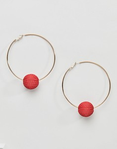 Серьги-кольца с шариком Missguided Wicca - Красный