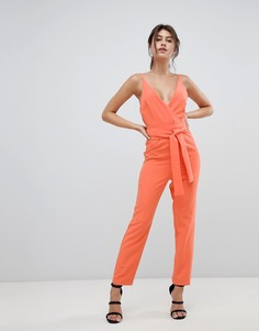 Комбинезон с запахом и поясом ASOS DESIGN - Оранжевый