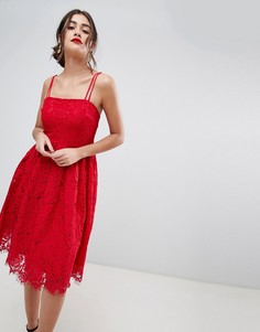 Кружевное короткое приталенное платье New Look - Красный