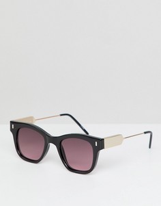 Солнцезащитные очки в черной квадратной оправе с красными стеклами Spitfire - Черный