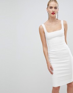 Белое платье-футляр с квадратным вырезом Vesper - Белый