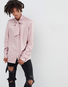 Розовая рубашка классического кроя с бантом ASOS DESIGN - Розовый