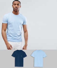 2 обтягивающие футболки (голубая/темно-синяя) Emporio Armani - Темно-синий