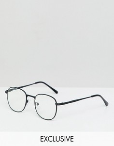 Черные квадратные очки с прозрачными стеклами Reclaimed Vintage - Черный