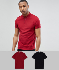 2 футболки-поло из пике с воротником на пуговицах ASOS DESIGN - Скидка - Мульти