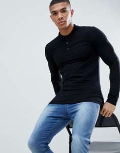 Обтягивающее поло с длинными рукавами ASOS DESIGN - Черный