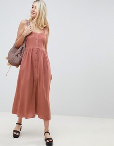 Льняное платье макси на пуговицах ASOS DESIGN - Розовый