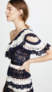 Self Portrait Striped Crochet Dress