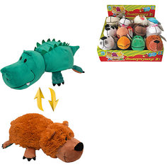 Мягкая игрушка-вывернушка 1toy Аллигатор - Медвежонок, 20 см
