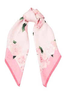 Розовый шелковый платок с пионами Ulyana Sergeenko