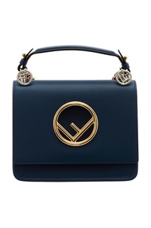 Синяя сумка с золотистым логотипом Kan I Fendi