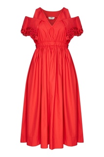 Красное платье с перфорацией Fendi
