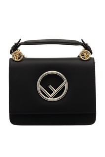 Черная кожаная сумка с логотипом Fendi