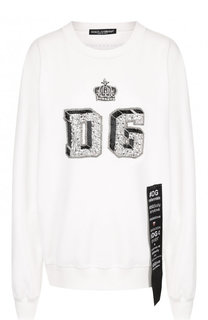 Хлопковый свитшот с контрастной отделкой Dolce &amp; Gabbana