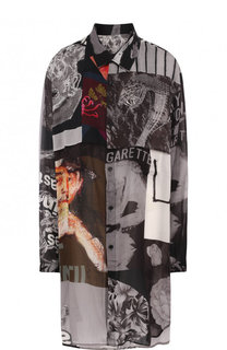 Удлиненная блуза свободного кроя с принтом Yohji Yamamoto
