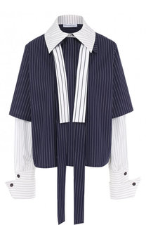 Хлопковая блуза с оборками в полоску J.W. Anderson