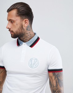 Белая футболка-поло с отделкой на воротнике Versace Jeans - Белый